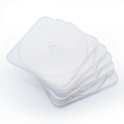 50 Clear Transparent CD DVD Disc Square Clam shell PP Poly Plastic Storage Case