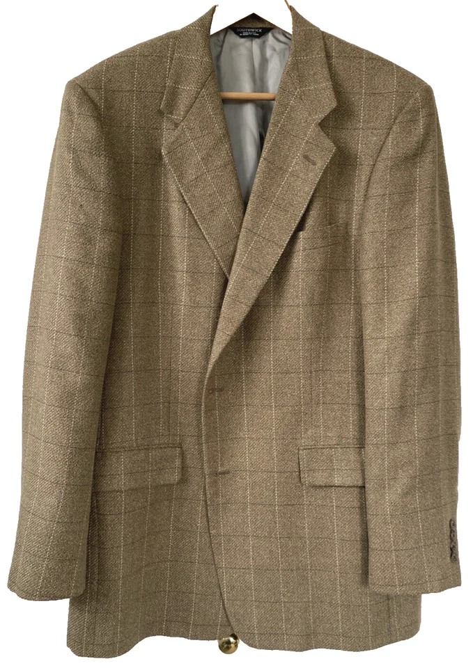 Blazer Abrigo Deportivo Chaqueta De Colección SOUTHWICK Talla 46 L XL Ventana Cuadros Gris Tostado Foto 4 de 4