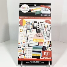 Happy Planner Value Pack Stickers, Bright Retro - Budget, 1151 Pieces