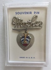 Vintage NOS Silvertone Mother Pin with Virginia Emblem Key Made in USA