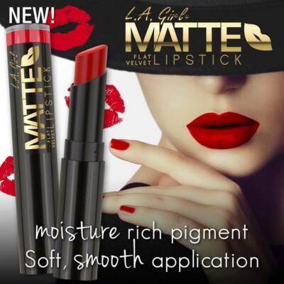 L.A. Girl Matte Flat Finish Velvet Lipstick, Lip Gloss, Choose Your Shade, NEW