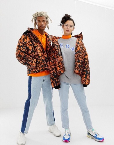 COLLUSION Unisex Printed Puffer Jacket 
