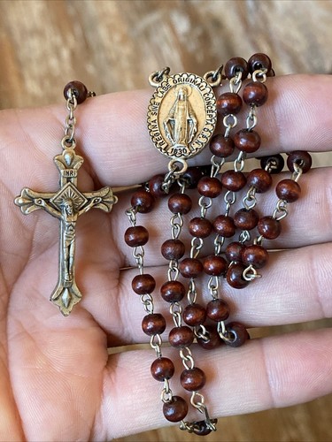 VTG WOOD BEADS ITALIAN ROSARY REGINA SINE LABE ORIGINALI CONCEPTA OPN INRI 1830 - Picture 7 of 24