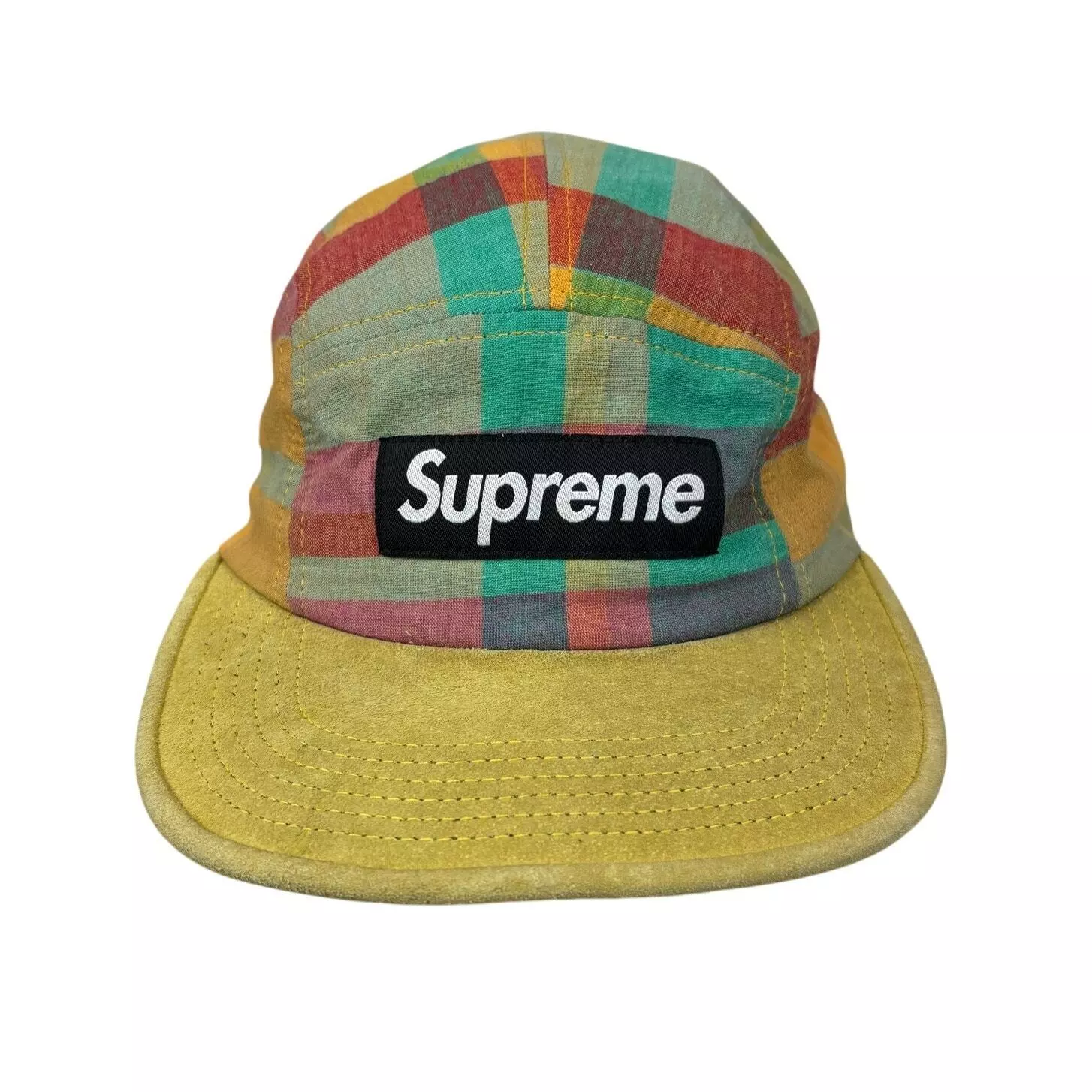 Rare casquette de camp Supreme Madras 5 panneaux chapeau plaid SS13 