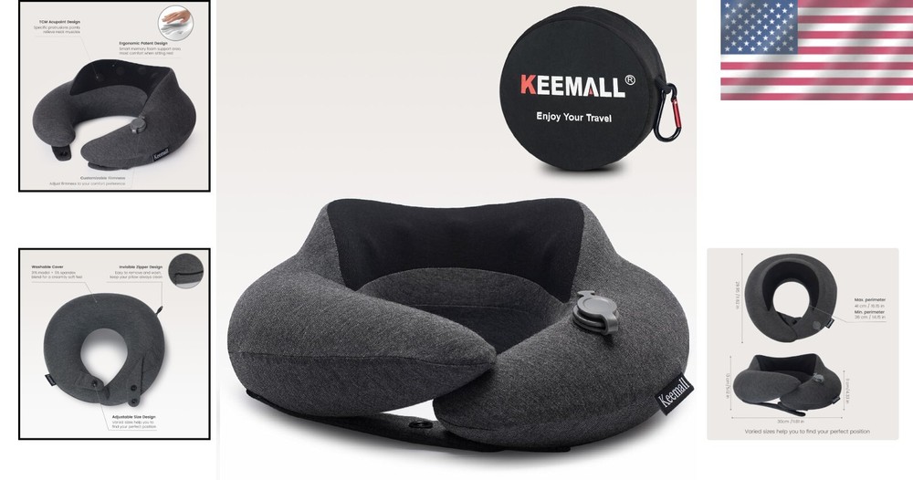 Inflatable Neck Pillow with Acupressure Memory Foam for Travel Support Inflatable Neck Pillow with Acupressure Memory Foam for Travel Support
