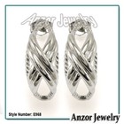 14k Solid White Gold X Design Earrings #E968 — photo 1