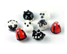 8 Handmade Lampwork Glass Halloween Fun Beads - Trick Treat Spider Ghost Monster
