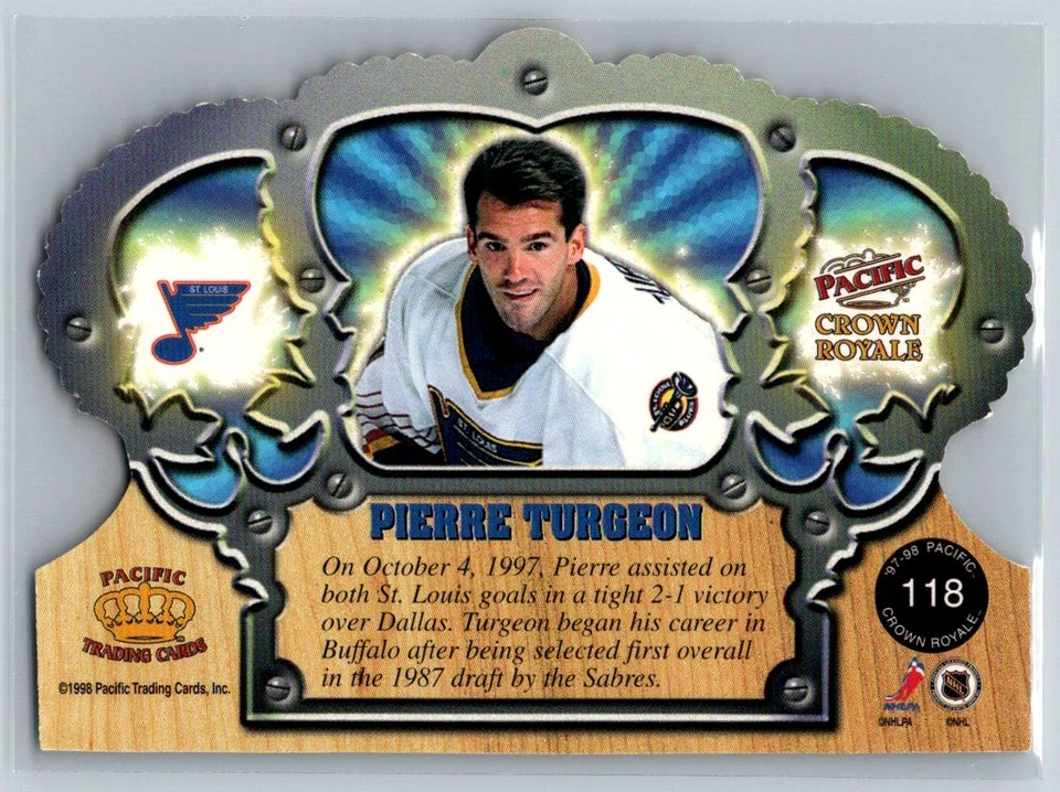 1997 Pacific Crown Royale #118 Pierre Turgeon St. Louis Blues   HOF - Image 2 of 2