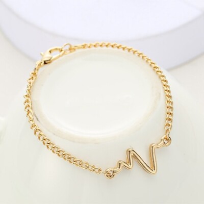 Damen Armband - Herzfrequenz schlicht, europäisches Armband Gold 