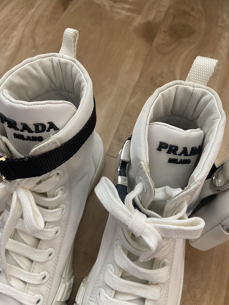 $1370 Prada High Top Sneakers Nylon Zip-Pouch White US 6.5 $1370 Prada High Top Sneakers Nylon Zip-Pouch White US 6.5