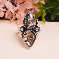 Turritella Agate Gemstone 925 Sterling Silver Ring Oxidize Jewelry Gift For Her