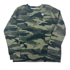 Abercrombie Kids Girls Size 15-16 Green Camo Long Sleeve Crew Sweatshirt EUC