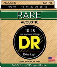 DR RPL-10 Rare Phosphor Bronze Acoustic Guitar Strings gauges 10-48