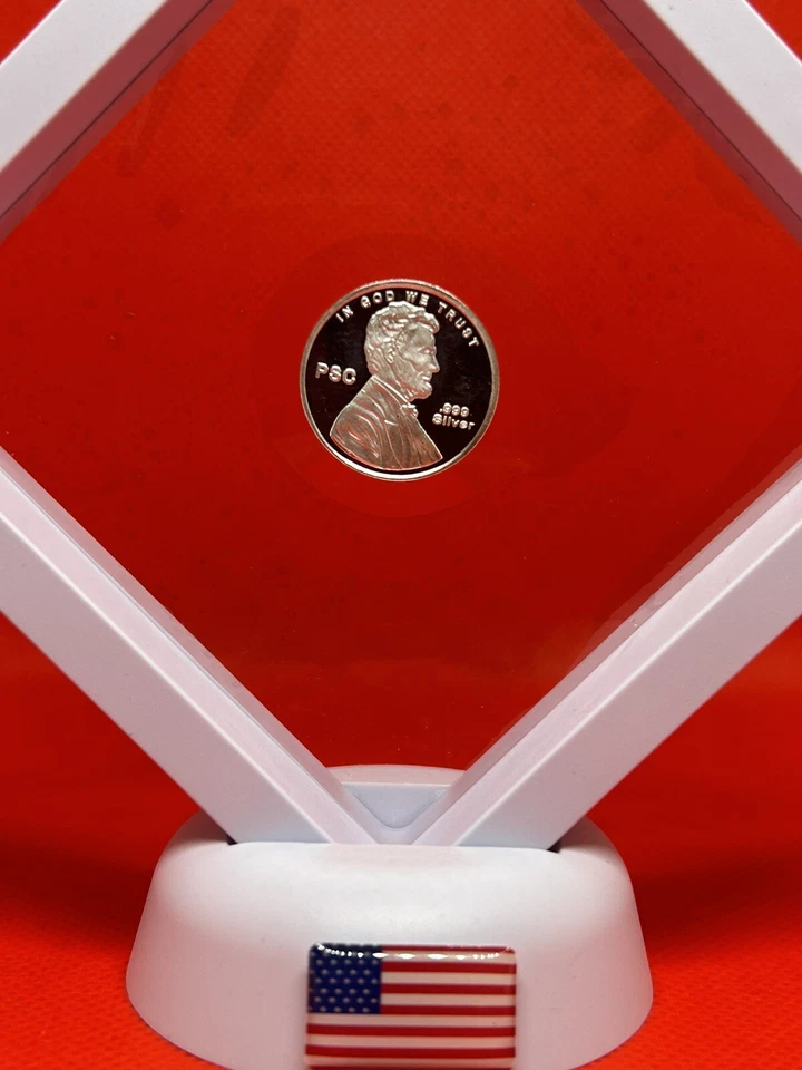 1/10 Silver One Cent In A Display Case ✨💯🇺🇸 - Image 2 of 4