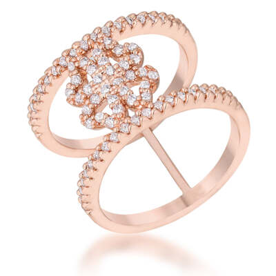 Lauren 0.4ct Cubic Zirconia Rose Gold Delicate Clover Wrap Ring