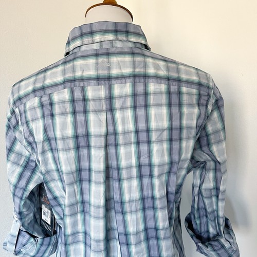 Ridgecut Shirt Womens Medium Blue Plaid Popover Pockets Roll Tab Sleeves Casual - Picture 12 of 22