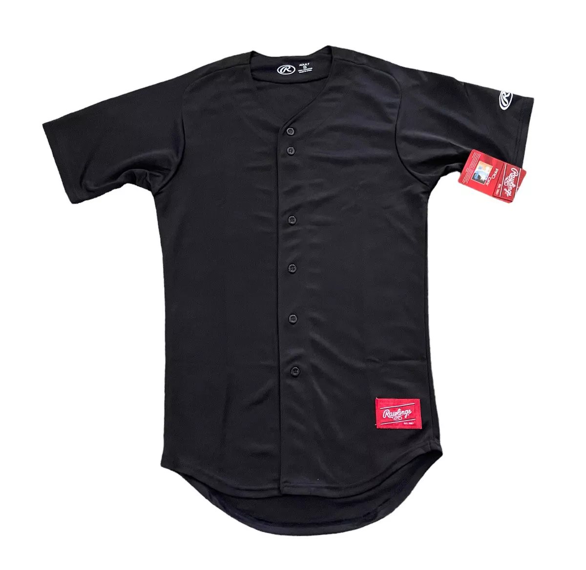 NWT Rawlings Men’s Mesh Button Up Baseball Jersey Black Men's Small