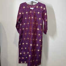 New Pakistani Indian Purple Banarasi Shalwar Kameez Suit Medium 3 Pc