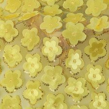 DIY Netz Blumenmuster 3D Blumen Pailletten Stoff Nähen Basteln Glänzend Bestickt