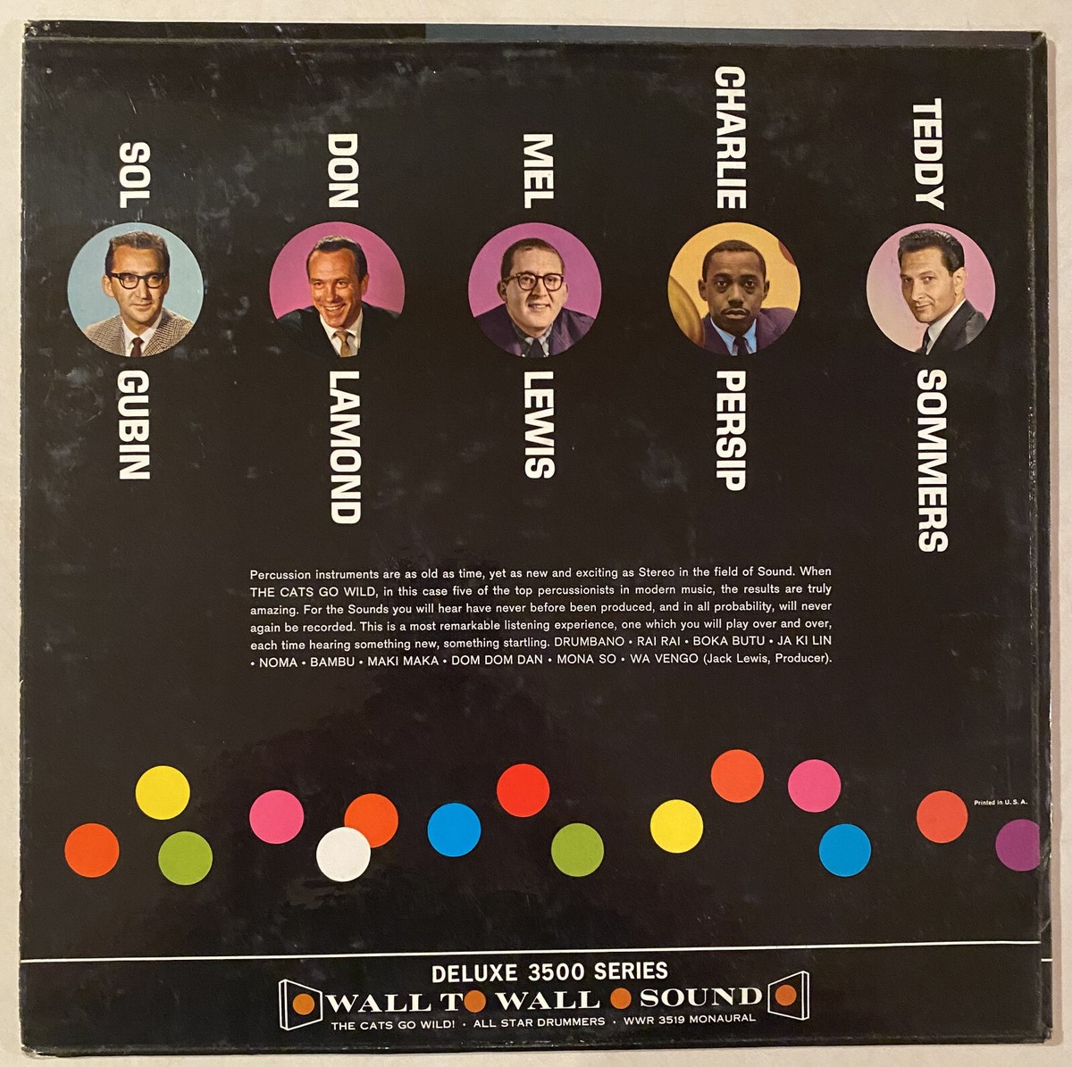 VARIOUS - CATS GO WILD Don Lamond Mel Lewis Charlie Persip Sol