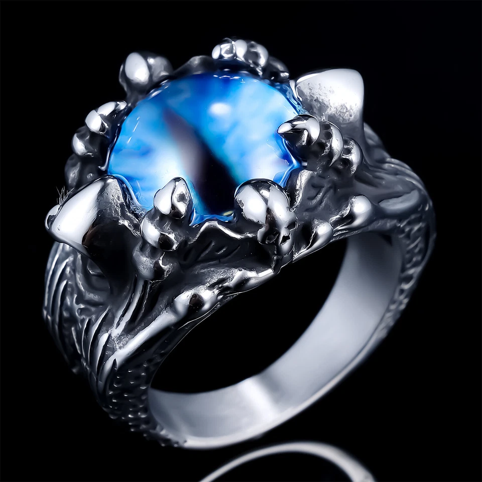 Anillo Gema Calavera Punk Anillo Acero Inoxidable Bandas de Compromiso Ojos Colores Foto 4 de 4