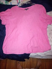 NEW Express Pink Blouse Shirt Pink Tulip Sleeves Large