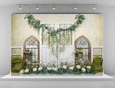 7x5ft Spring Backdrops for Photography White Blooming Flowers Green Leaf Back...