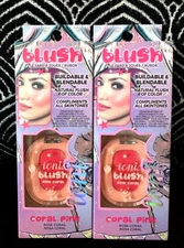 2pk IONI BEAUTY TIGHTROPE CORAL PINK SUPERFINE PRESSED POWDER ROSE BLUSH COMPACT