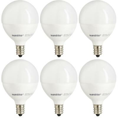 6 Pack Sunlite Dimmable Energy Star Candelabra Base Warm White LED Globe G16.5