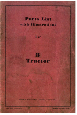 McCormick-Deering Farmall B Parts Catalog Manual International Harvester Co IH