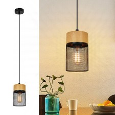 1 Flamme Pendelleuchte E27 ohne Leuchtmittel Esstisch Hängelampe Holzmaserung