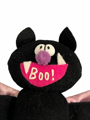 Vintage Russ Bat Window Cling plush Boo! Halloween Suction Cups Black - Picture 2 of 6