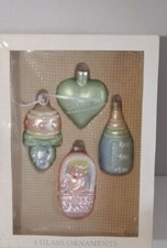 Baby's 1st First Christmas 4 Molded Glass Ornaments : Year 2002