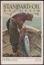 Standard Oil Bulletin February 1932 Maurice Logan Fishing California vtg Chevron