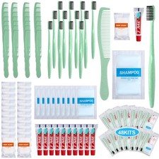 Hushee 48 Sets Personal Hygiene Kit Basic Toiletry Homeless Light Green