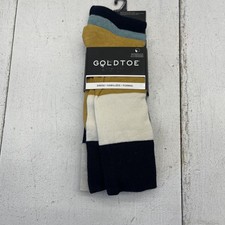 Gold Toe Socks Mens Size 10-13 Multicolor Dress Crew Mid Calf Striped 3 Pairs