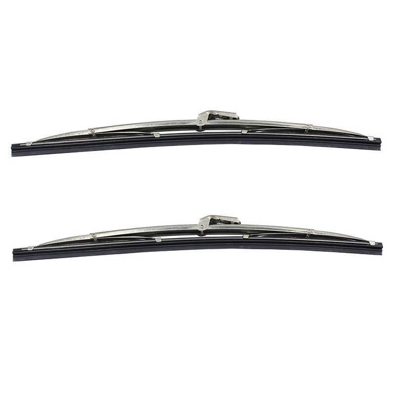 12" Polished Stainless Steel Front Windshield Wiper Blades 1 Pair - Image 4 of 4