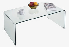 Clear Glass Rectangular Coffee Table with Glass Tabletop - Clear Colour