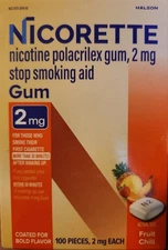 Nicorette Nicotine Quit Gum, 2mg - 100 Count Exp 01/2028
