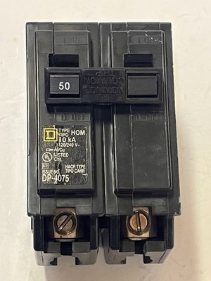 Square D 50 Amp Circuit Breaker Two Pole DP-4075 10kA 120/240V