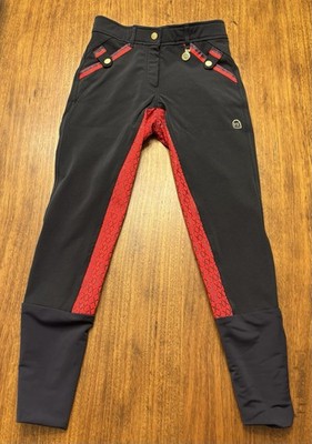 Premier Equine Coco Breeches Silicone Full Seat Size 26 Navy Blue With Red