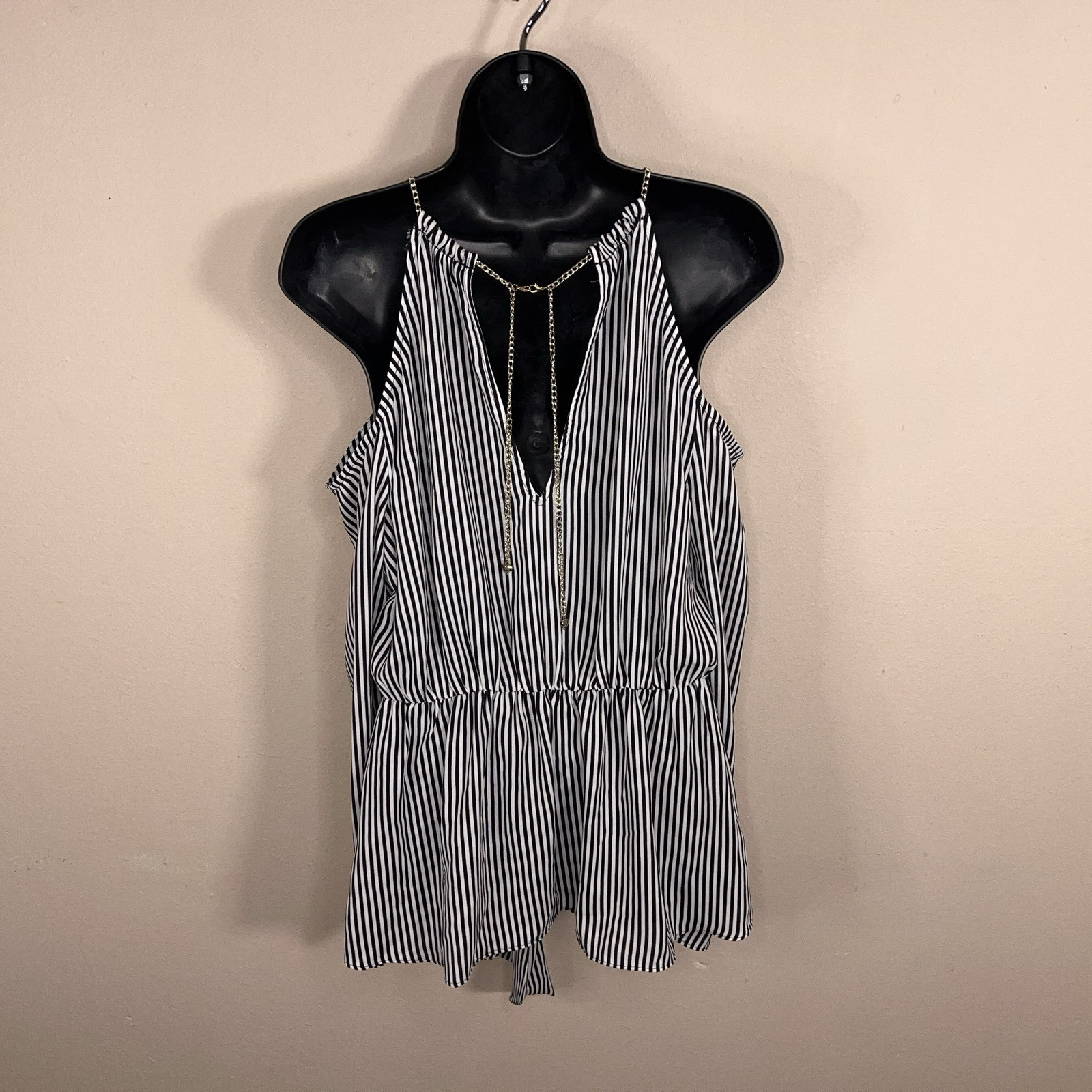 Medium Bold Elements Black White Striped Blouse C… - image 9