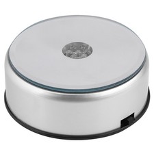 Silver LED Colorful Light Rotating Crystal Display Base Stand Holder With AC BL