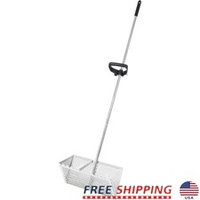 Stainless Steel Sand Flea Rake W/ Detachable Handle Shark Tooth Sifter Tool New