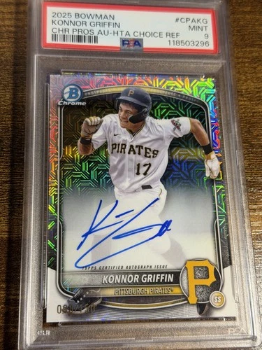 KONNOR GRIFFIN 2025 Bowman #CPA-KG HTA Choice Mojo Refractor Auto /150 PSA 9