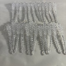 Set of 24 Clear Acrylic Christmas Beaded Icicle Ornaments