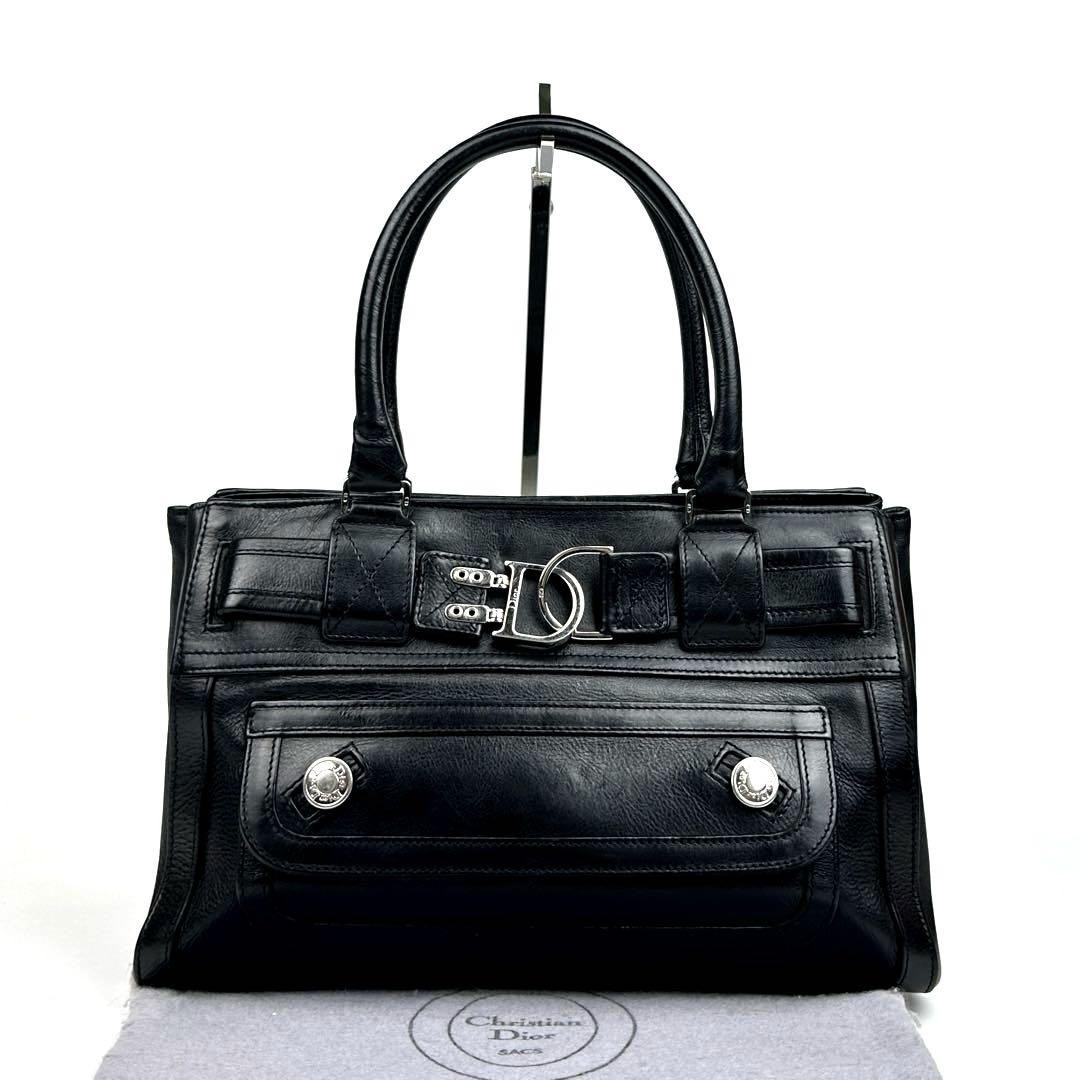 Dior Flight Line Trotter Black Leather Tote Bag Authentic Designer Handbag
