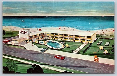 Wildwood Crest New Jersey Del Conte Resort Motel on Staton & Ocean Ave Postcard