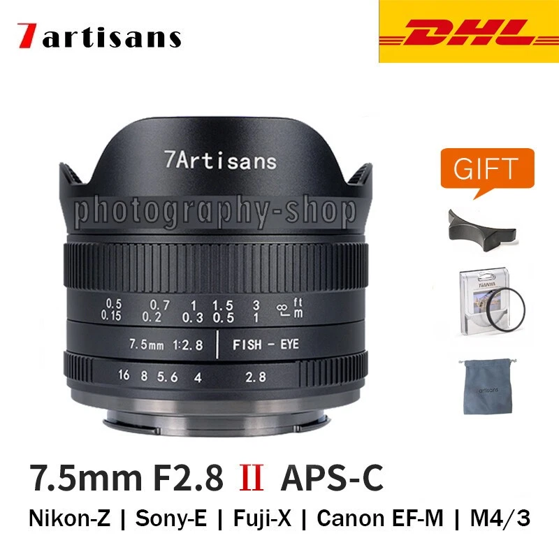 7 ARTISANS 7artisans 7.5mm F2.8 II APS-C Fisheye Lens for Fuji X Sony E Canon EOS-M RF M4/3