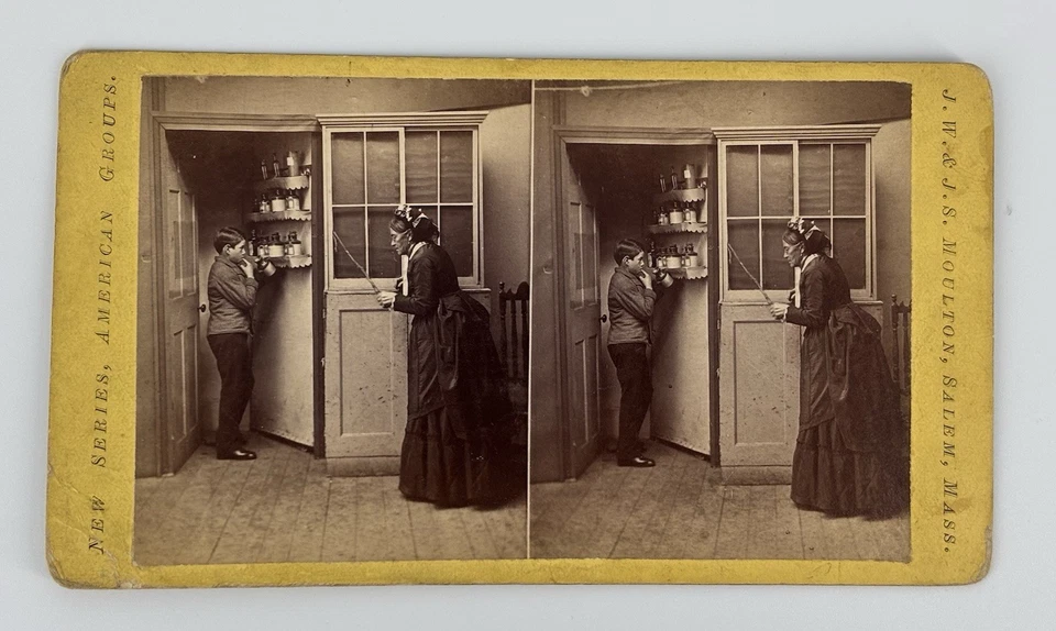 De colección temprana Moulton Stereoview American Groups “Mrs Partington & Ike” No.1 Foto 2 de 3